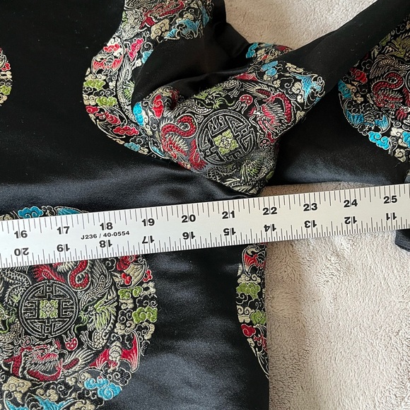 Vintage Asian Embroidered Satin Reversible Open Front Evening Jacket Women L/XL - Picture 13 of 15